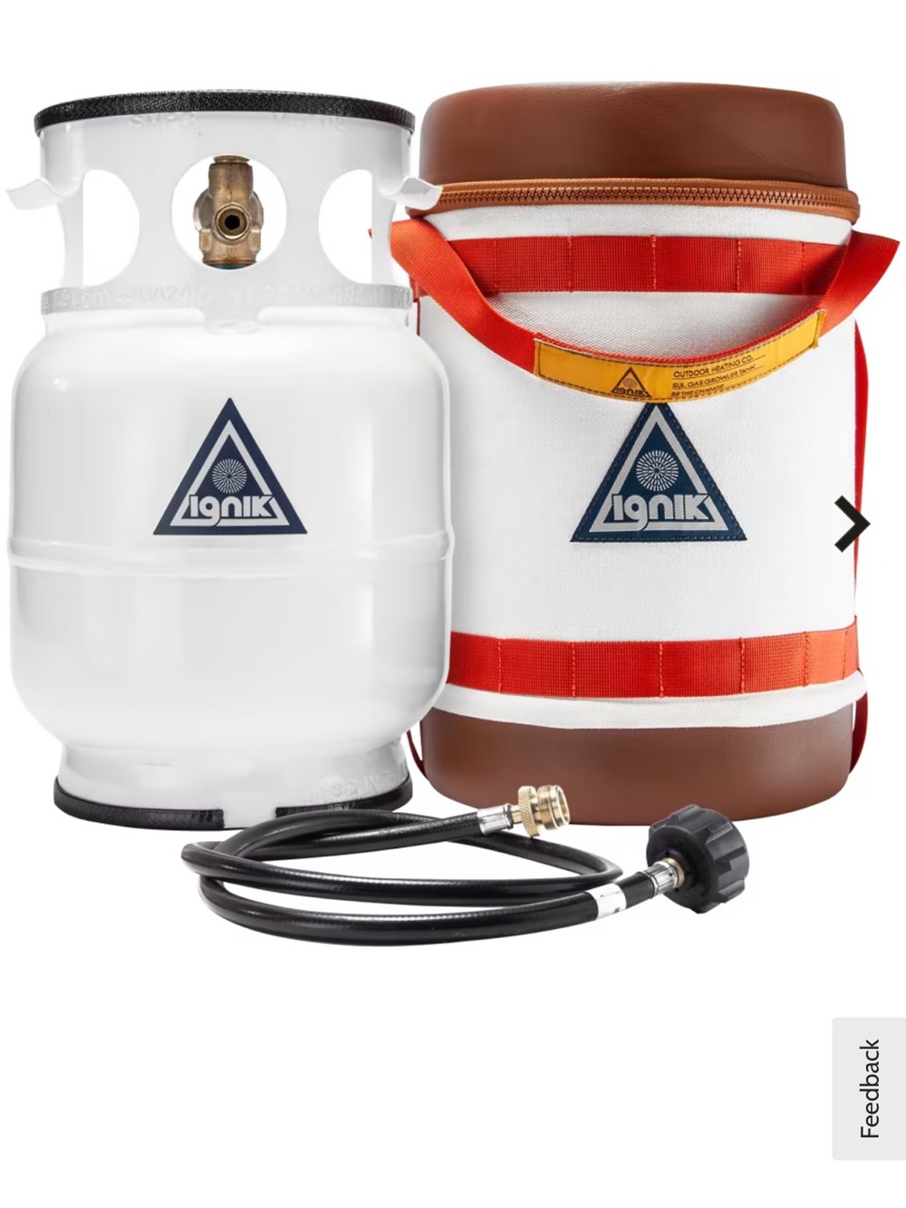 Ignik White Propane Tank with Red-Accented Insulated Cover